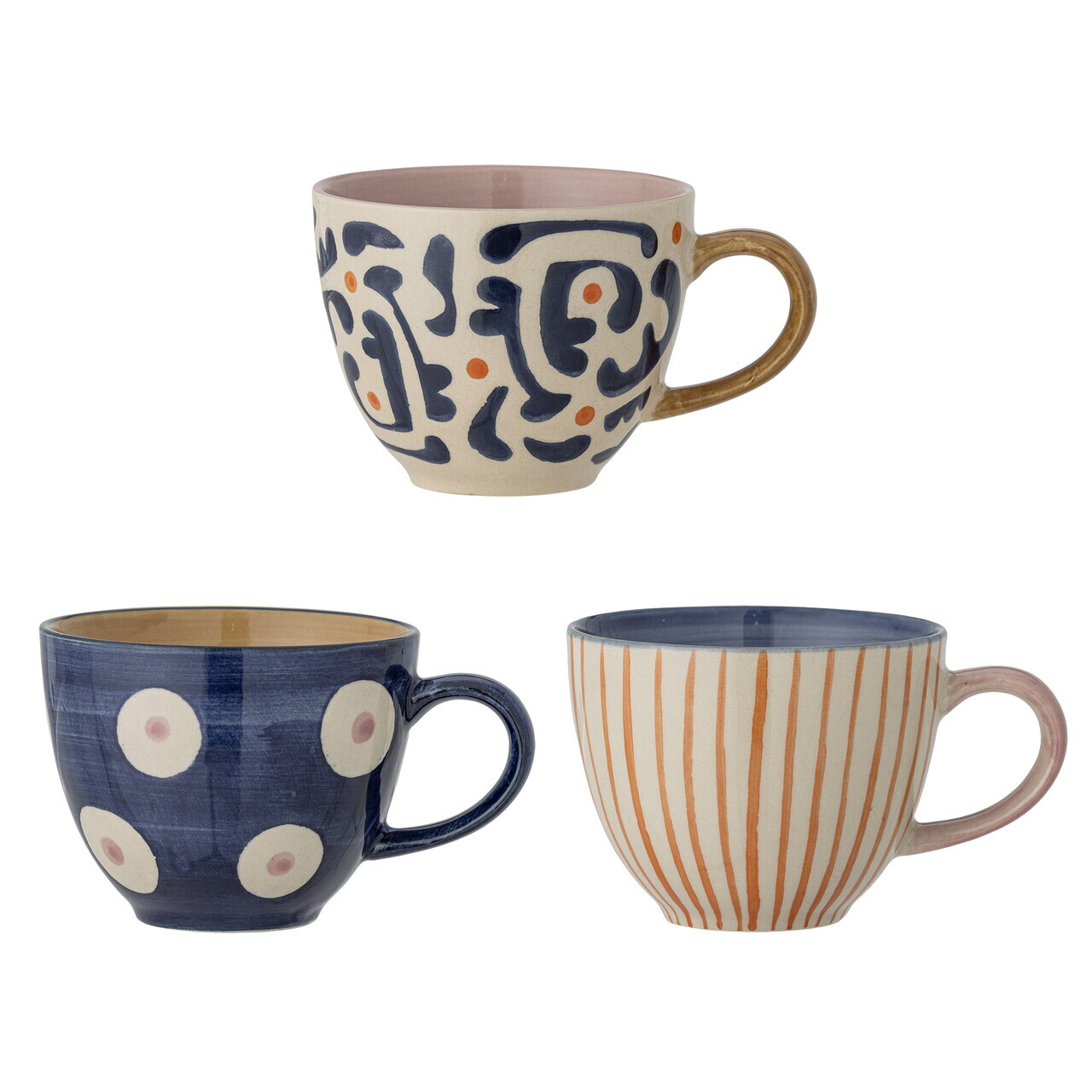 Set 3 cesti, Bloomingville, Eviaya, 9.5x7 cm, 290 ml, ceramica, multicolor - imagine 5